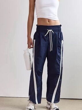 Free People FP Movement Retro Champ Track Pants Sweatpants Navy Stripe XS